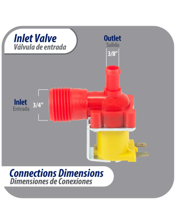 Appli Parts Single Water Inlet Solenoid Valve for Refrigerators and Ice Makers 0.95a 110-120v 50/60hz APVI-1111