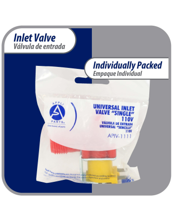 Appli Parts Single Water Inlet Solenoid Valve for Refrigerators and Ice Makers 0.95a 110-120v 50/60hz APVI-1111