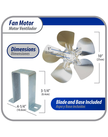 Appli Parts refrigeration condenser motor 16W 220V 50/60Hz 0.5A 1300rpm includes base and 10in aluminum Fan Blade CCW shaft end Universal fit APFM-162E