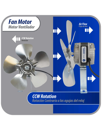 Appli Parts refrigeration condenser motor 16W 220V 50/60Hz 0.5A 1300rpm includes base and 10in aluminum Fan Blade CCW shaft end Universal fit APFM-162E