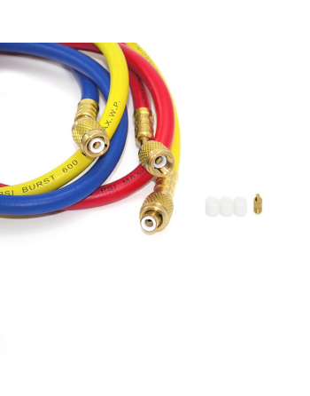 Appli Parts Refrigerant hoses for use with HVAC Manifold gauges 60in Long 1/4in SAE for R22/R134 600-3000psi for Charging servicing refrigeration systems APMG-H60630