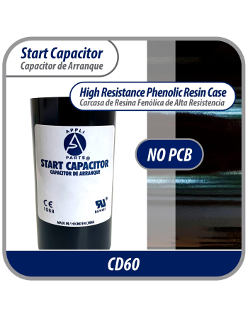 Appli Parts motor start capacitor 233-280 Mfd (microfarads) uF 250VAC universal fit for electric motor applications 1-3/4 in Wide 3-3/8 in Height CON-233-250


