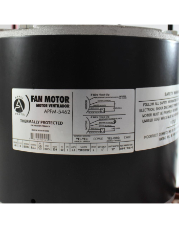 Appli Parts Fan Motor Condenser Rescue"Type 1/6-1/3hp 230v 60hz 2.8a 1075rpm 7.5mfd/370vac 2spd Revers Ballb 1sft Frame 48 Ul E486336 Apfm-5462
Ref. 5462