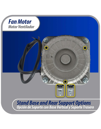 Appli Parts refrigeration condenser motor 5W 115V 60Hz 0.4A 1450rpm includes base and 8in aluminum Fan Blade CCW shaft end Universal fit APFM-51E