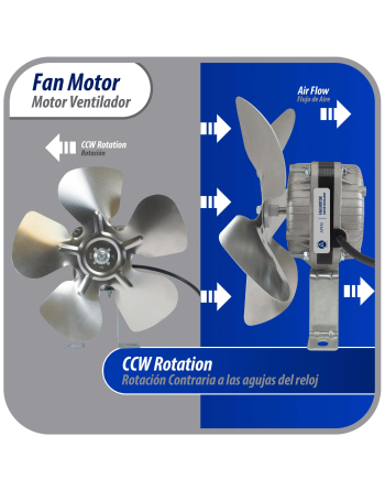 Appli Parts refrigeration condenser motor 5W 115V 60Hz 0.4A 1450rpm includes base and 8in aluminum Fan Blade CCW shaft end Universal fit APFM-51E