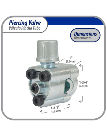 Appli Parts Bullet Piercing Valve kit with 1/4, 5/16 or 3/8 in tube size adapters and gasket for small refrigeration systems with 1/4in SAE Service Port APT-PV210