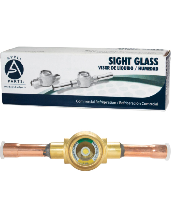 Appli Parts Sight Glass liquid moisture indicator with 3/8 x 3/8 in ODF solder connections with Solid Body suitable for CFC HCFC HFC refrigerants APSG-38AS