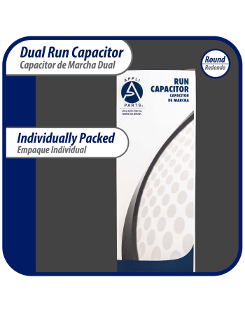 Appli Parts Dual Run Capacitor for ac 35+10 Mfd uF (microfarads) 370VAC or 450VAC Round Universal fit for hvac and other applications 5-1/4 in High 2 in Wide CON-35/10-450
